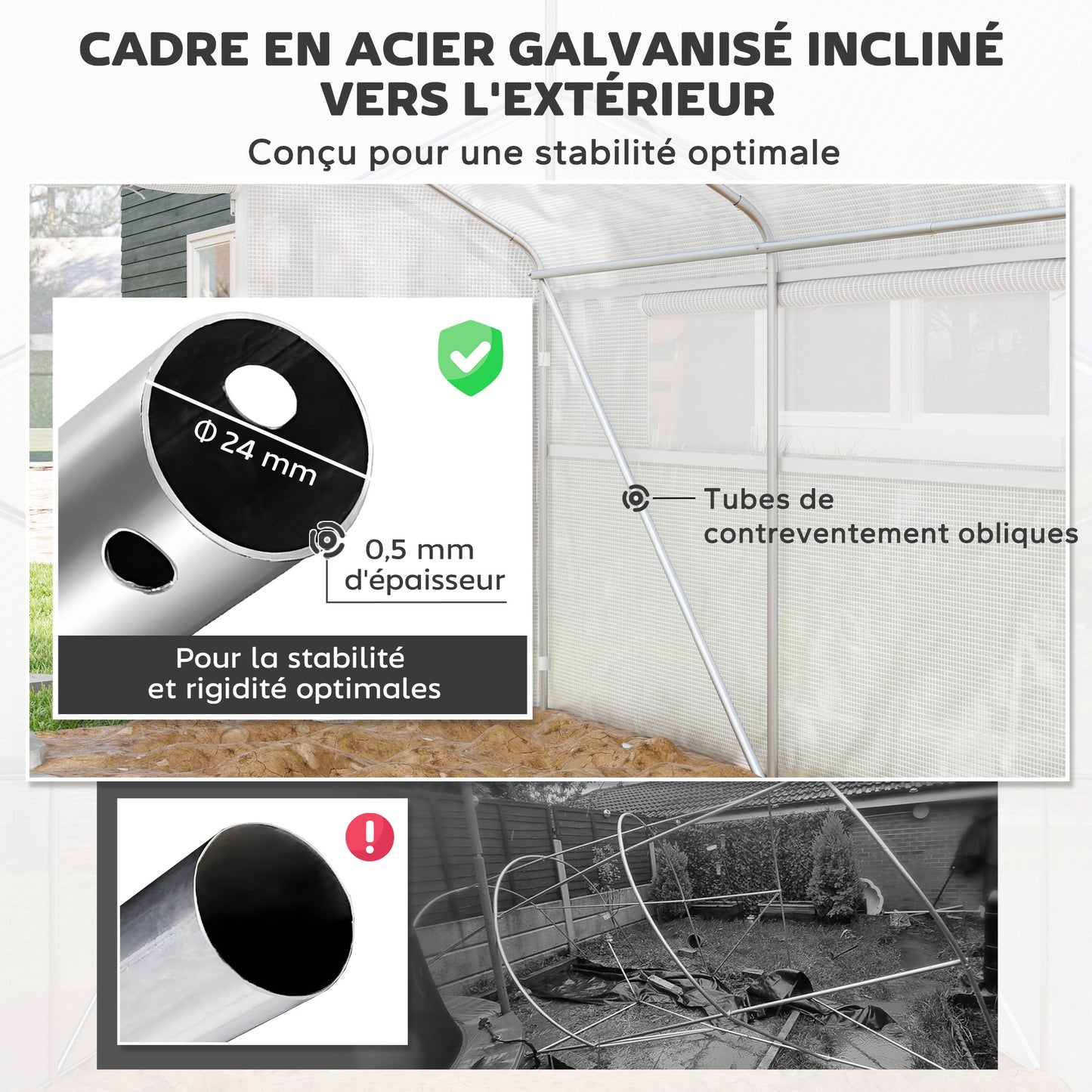 Kassen – Tuinkas – Groentetunnel – Kas – Tunnelkas – 12 m² – UV-bestendig PE 140 g/m² – Verzinkt Stalen Frame – Wit