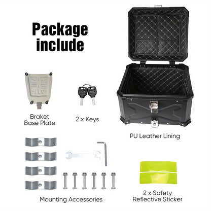 GOXTOOLBOX Universal Motorcycle Tailgate 55/65 Liters Large Capacity, Helmet And Gear Organizer, Waterproof And Shatterproof with Reflective Strip, Liner And Mounting Accessories for Outdoor Camping