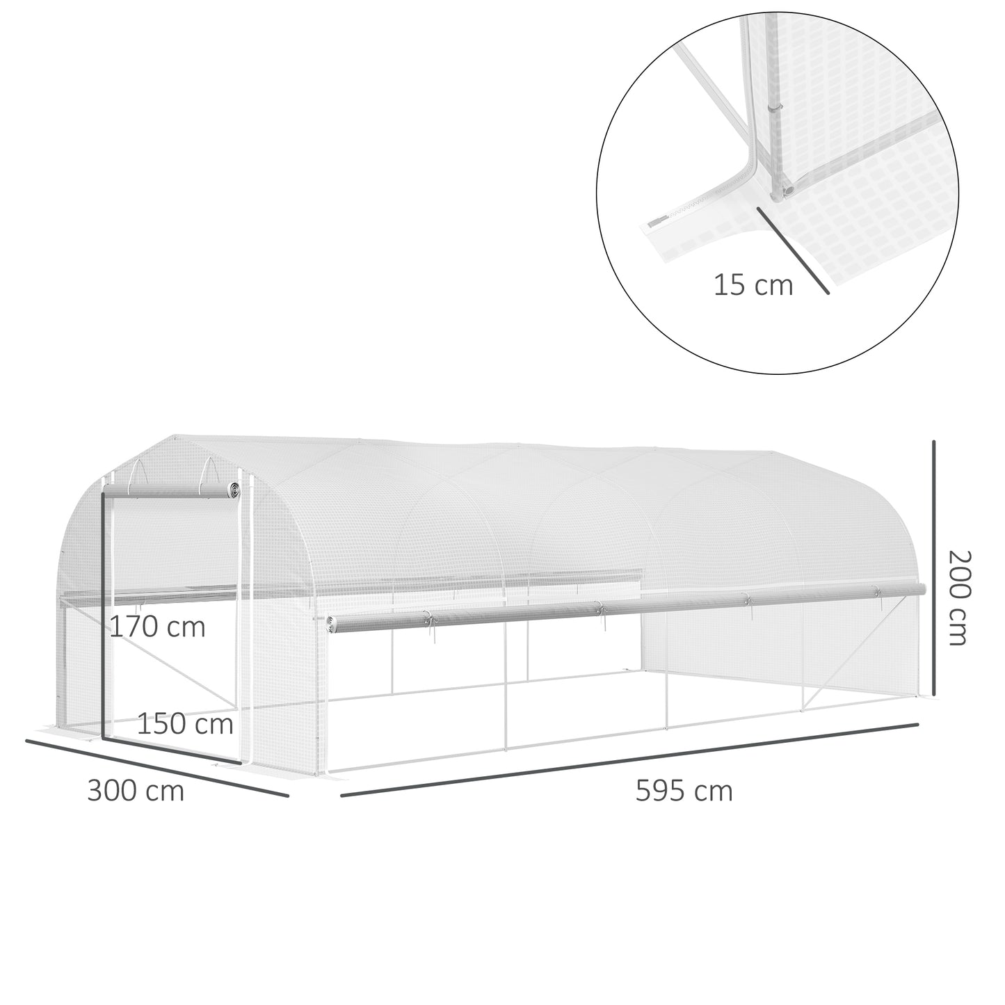 Walk-In Kas – Tuinkas – Groentekas – Kweekkas – Serre – 6x3x2 Meter – 8 Ramen Met Insectengaas – Gegalvaniseerd Stalen Frame