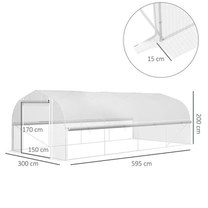 Walk-In Kas – Tuinkas – Groentekas – Kweekkas – Serre – 6x3x2 Meter – 8 Ramen Met Insectengaas – Gegalvaniseerd Stalen Frame
