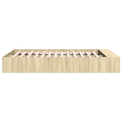 Bedframe Queen Size – Bedframe Met Opbergruimte – Platformbed – Slaapbank – Tweepersoonsbed – Sonoma Eiken – Ruimtebesparend Ontwerp – Stevige Houten Constructie