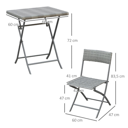 Bistroset – Tuinset – Balkonset – Tuinmeubel – Tuintafelset – Polyrattan – Compact – Voor 2 Personen – Grijs
