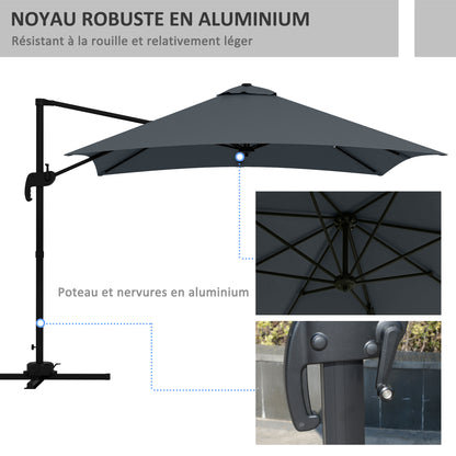 Parasol Vierkant – Zonwering – Tuinparasol – Terrasparasol – Luifel – Kantelbaar – 360° Draaibaar – Aluminium Frame – 3x3 Meter – Donkergrijs