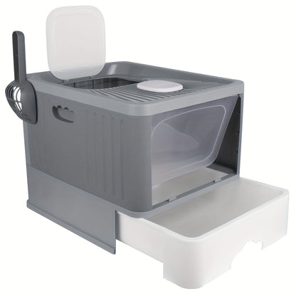 kattenbak – kattentoilet – kattengritbak – kattenschep – kattenbaklade – UV-sterilisatie – duurzaam plastic 48x37x38 cm grijs