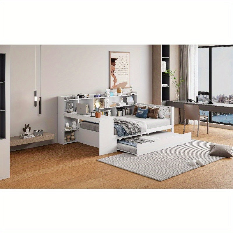 Sofa Bed – Slaapbank – Bedbank – Klikklakbank – Logeerbed – Ruimtebesparend Ontwerp – Ingebouwd Bureau Met Opberglades