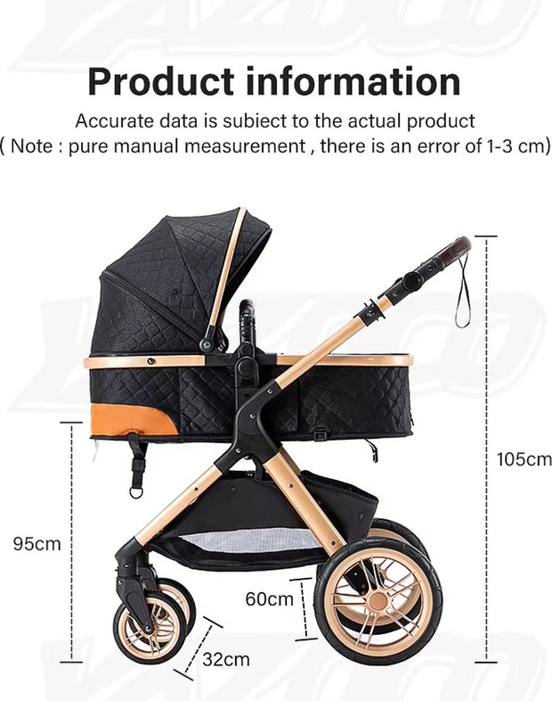 Luxe Kinderwagen - Luxe Kinderkoets - Luxe Babywagen - Luxe Baby Koets - Baby Koets - Kinderwagen - Babywagen - Kinderkoets - Inklapbaar - 3 In 1 - 9KG - Roze
