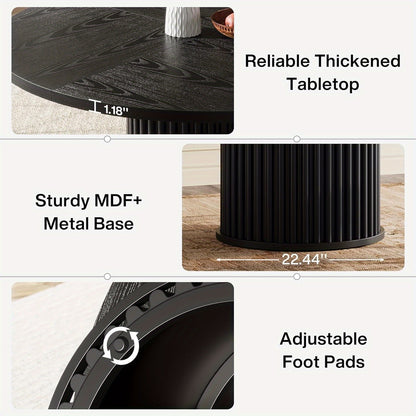 Ronde Eettafel – Eettafel Rond – Keukentafel – Eetkamertafel – Tafel Rond – 120 cm Diameter – MDF Tafelblad – Mat Zwart Metalen Onderstel