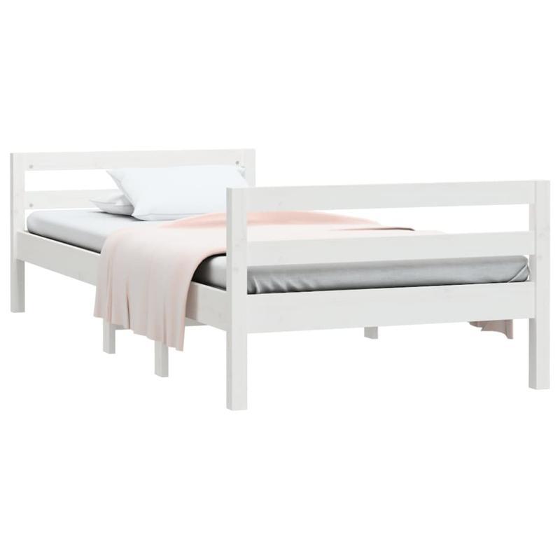 Bed Frame Without Materasso Bianco 80x200cm Wood Massello Pino Removable and durable