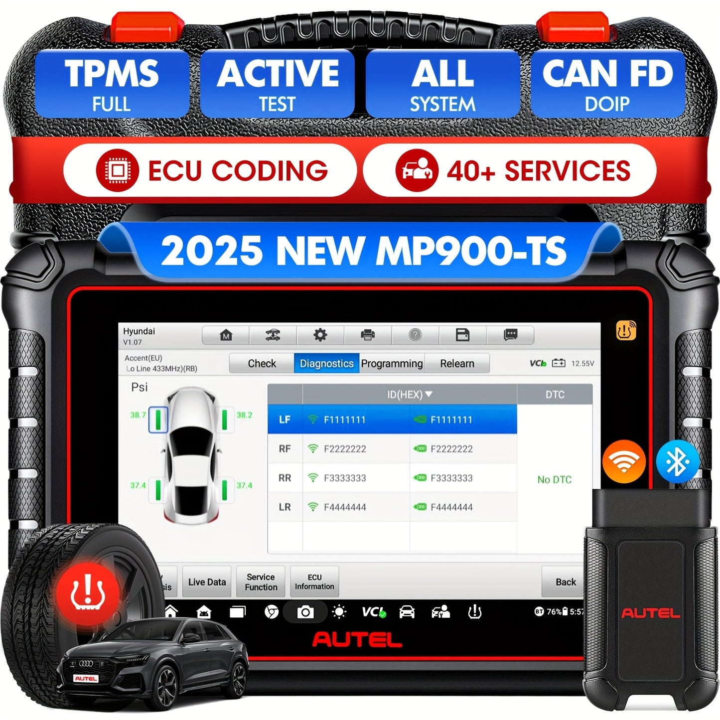 OBD2 Diagnostische Scanner – Auto Diagnose Tool – TPMS Sensor Tester – ECU Programmer – Bidirectionele Besturing – 20,32 cm Scherm – 40+ Servicefuncties