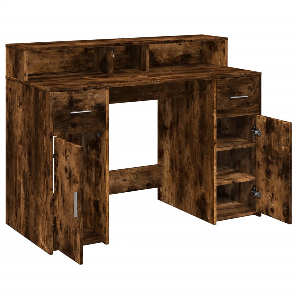 Bureau – Laptop tafel – Werkblad – Computertafel – Gametafel – Smoked Oak – RGB LED-verlichting – Duurzaam behandeld hout