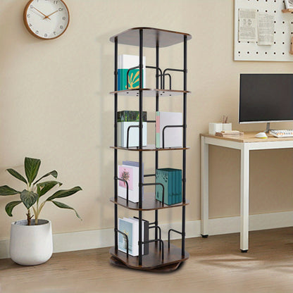 4-Tier Rotating Bookshelf | Wooden Floor Standing Book Storage Shelf, Multipurpose Use, Assembled by NaMaSyo, Utility Racks