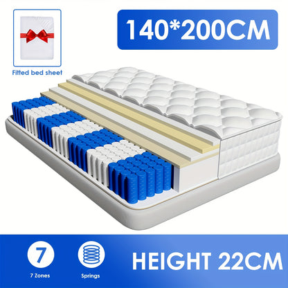 Authmic Mattress with 7-zone Firmness Levels H2 And H3, Individually Pocketed Spring Mattress with Memory Foam, Breathable And Ergonomically Designed Spring Core Mattress.