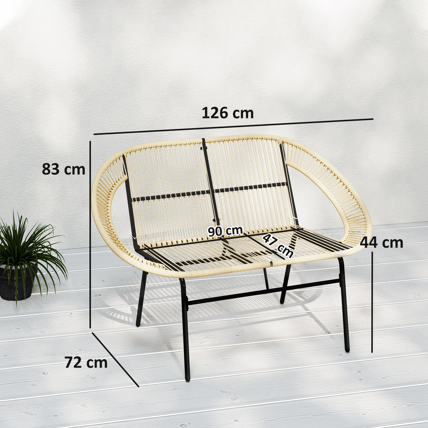 Zweefbank tuin – Tuinbank – Buitenbank – 2-zits bank – Schommelbank – Polyrattan – Weerbestendig – UV-bestendig – Draagvermogen 260 kg – Khaki