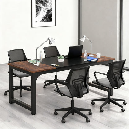 Extra Lang Bureau – Werkplek – Computertafel – Studietafel – Eettafel – Industrieel Design – Ruim Werkblad 180 cm – Stevig Gefineerd Hout