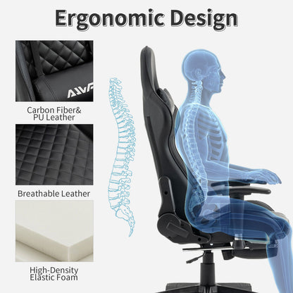 Gamingstoel – Gamestoel – Gaming Chair – Bureaustoel – Game Stoel – Verstelbare Rugleuning – Draaibaar – Ergonomisch – Met Nekkussen & Lendensteun – Zwart