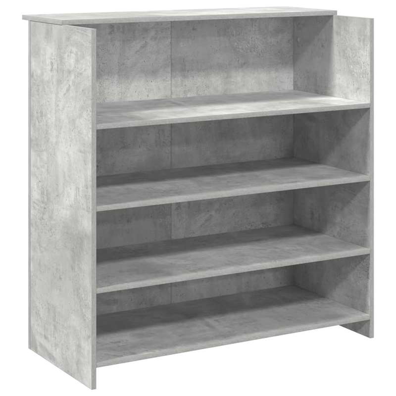 Modern Wood Reception Desk with Storage Shelf - Concrete Gray Desk Suitable for Office & Lobby, Durable Workstation Furniture, 100x50x103.5cm