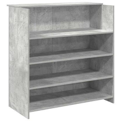 Modern Wood Reception Desk with Storage Shelf - Concrete Gray Desk Suitable for Office & Lobby, Durable Workstation Furniture, 100x50x103.5cm