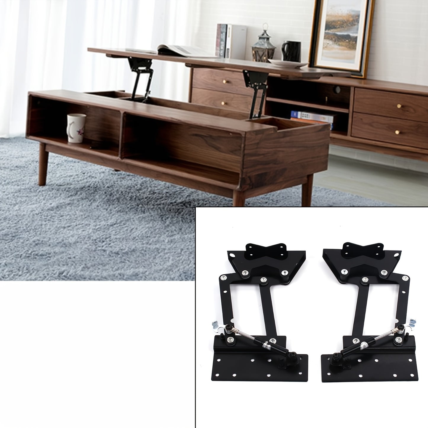 Scharnier – Meubelscharnier – Hefmechanisme – Deurscharnier – Koffietafel Hefscharnier – Zwart Staal – 35 kg Draagkracht – Voorliggend 110°