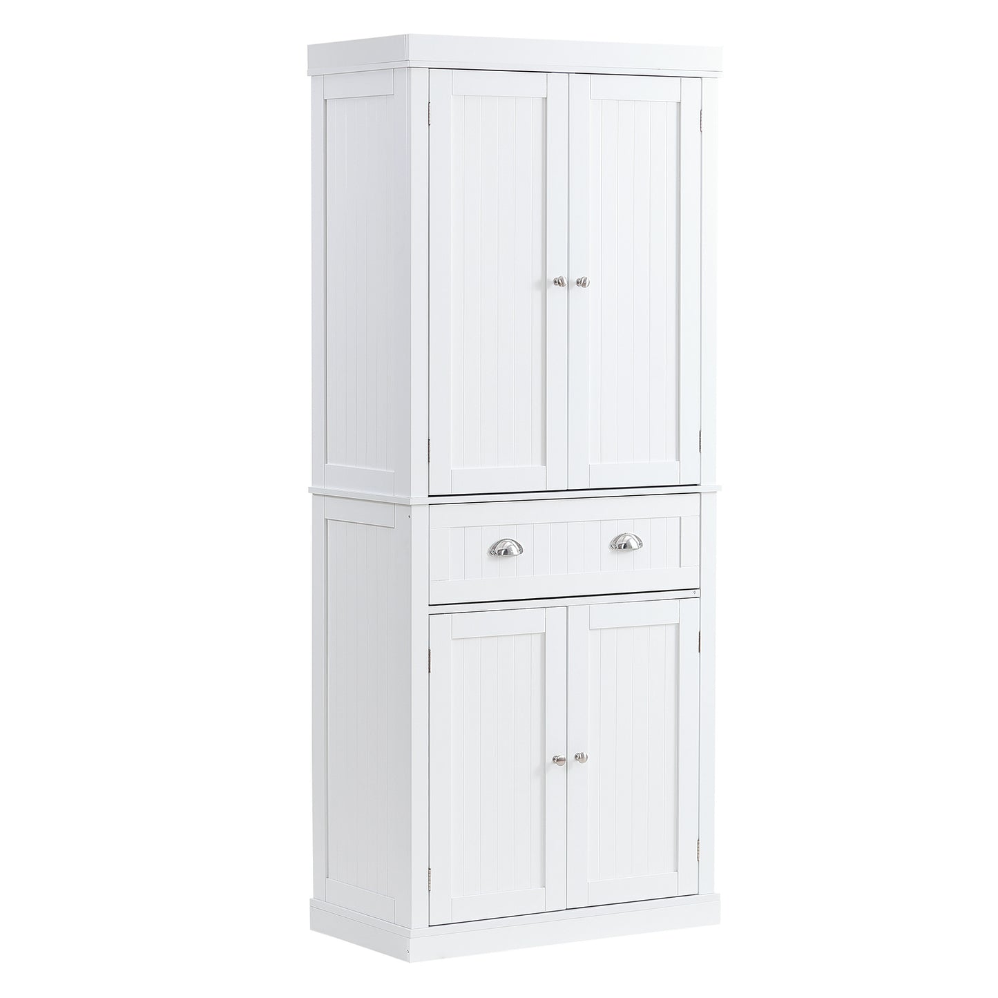 Opbergkast – Keukenkast – Voorraadkast – Buffetkast – Dressoir – Wit – Hoog en Smal – Verstelbare Planken – Anti-Kantel Veiligheid