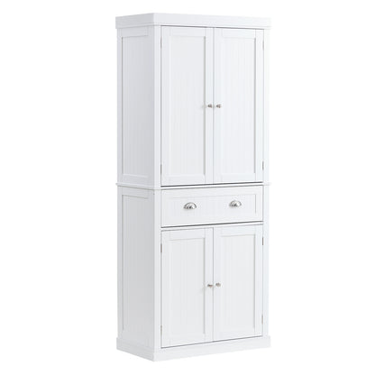 Opbergkast – Keukenkast – Voorraadkast – Buffetkast – Dressoir – Wit – Hoog en Smal – Verstelbare Planken – Anti-Kantel Veiligheid