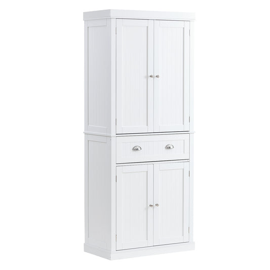 Opbergkast – Keukenkast – Voorraadkast – Buffetkast – Dressoir – Wit – Hoog en Smal – Verstelbare Planken – Anti-Kantel Veiligheid