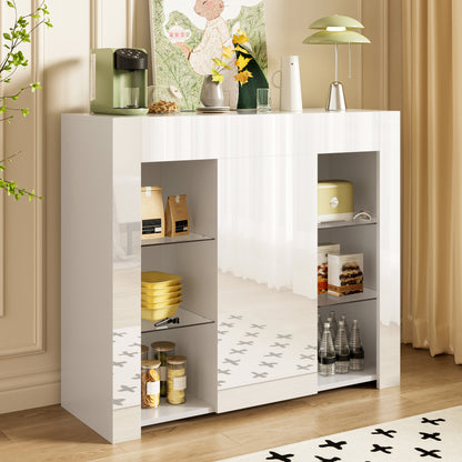 Dressoir – Kast – Sideboard – Opbergkast – Wandmeubel – Wit – Modern Design – Gehard Glas – 95 x 35 x 83 cm