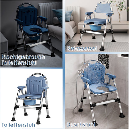 Toiletemmerstoel – Toiletstoel – Postoel – Commode Stoel – Douchestoel – In Hoogte Verstelbaar – Comfortabele Gewatteerde Zitting – Draagvermogen 200 kg