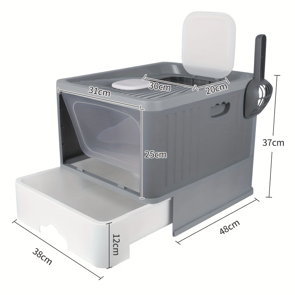 kattenbak – kattentoilet – kattengritbak – kattenschep – kattenbaklade – UV-sterilisatie – duurzaam plastic 48x37x38 cm grijs