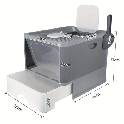 kattenbak – kattentoilet – kattengritbak – kattenschep – kattenbaklade – UV-sterilisatie – duurzaam plastic 48x37x38 cm grijs