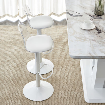 Barkrukken – Barkruk Set – Barstoelen – Keukenkrukken – Witte metalen poten – 360° Draaibaar – Verstelbare Hoogte 81,8-99 cm