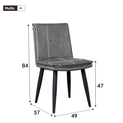 Eetkamerstoel – Stoel – Zetel – Cafestoel – Kuipstoel – Modern Grijs PU – Dubbel Gekussend Zitvlak – Stevig Metalen Frame – Onderhoudsvriendelijk – Comfortabel