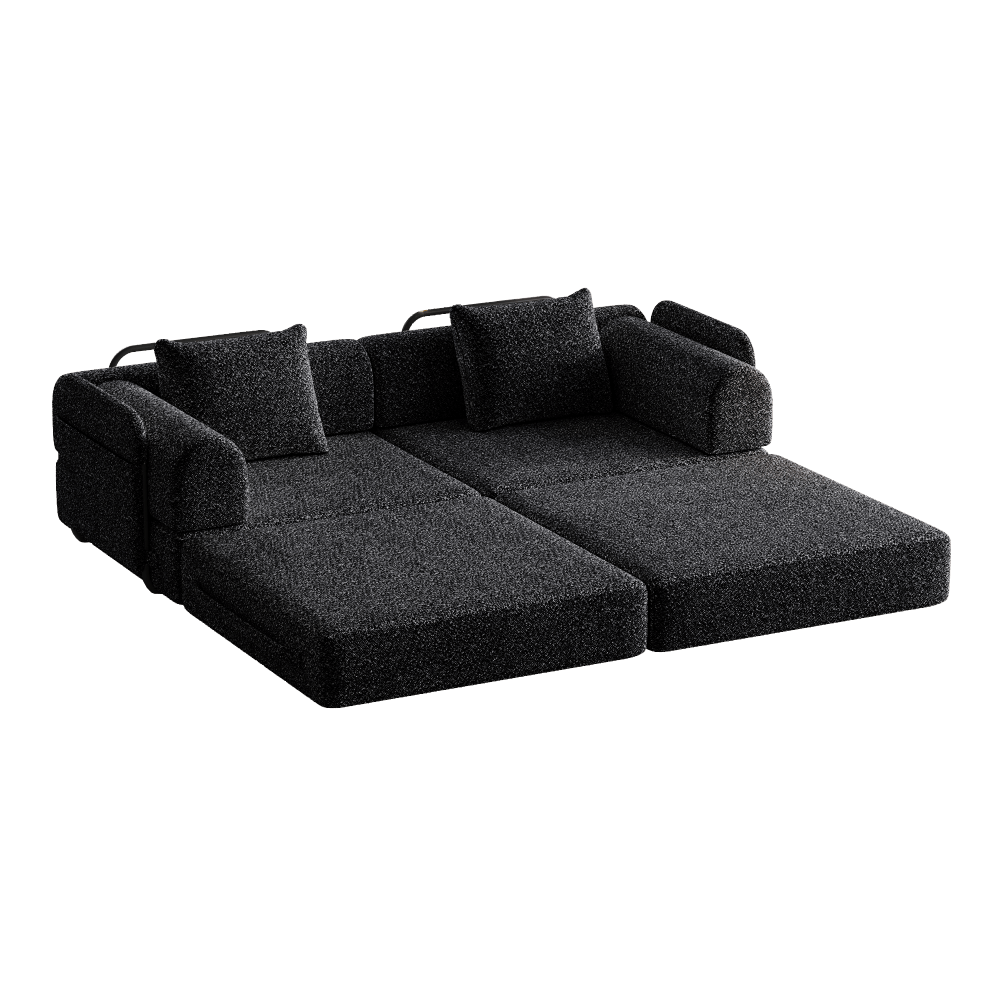 2-Zits Slaapbank – Slaapbank Met Chaise Lounge – Bedbank – Divan – Slaapbank Compact – Chenille Bekleding – Duurzaam Stevig Frame