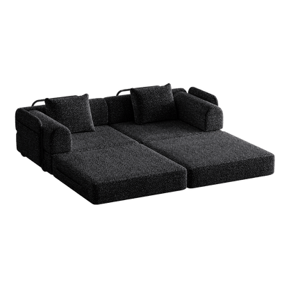 2-Zits Slaapbank – Slaapbank Met Chaise Lounge – Bedbank – Divan – Slaapbank Compact – Chenille Bekleding – Duurzaam Stevig Frame