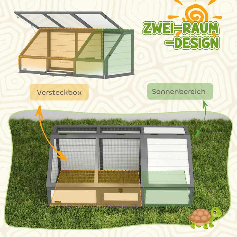 Outdoor/Indoor Small Animal Habitat Cage with Removable Base - Easy-Access Door & Spacious Design, Durable Turtle House & Nesting Box for Rabbits, Guinea Pigs, Hamsters, Lizards - Ventilated Mesh Top & Solid Floor, Low-Mainte