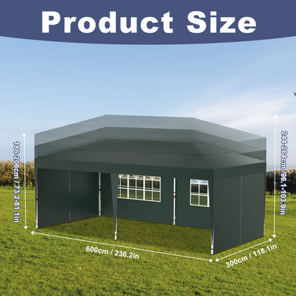 Partytent – Feesttent – Tuinent – Paviljoen – Easy Up – Verstelbare Hoogte – Waterdicht Oxford 210D Polyester Dak – Stevig Staal Frame 3x6m