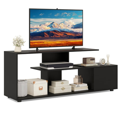 TV-kast – TV-meubel – Lowboard – Tv-dressoir – Tv-meubel zwart – Asymmetrisch ontwerp – Stevige constructie tot 55 inch