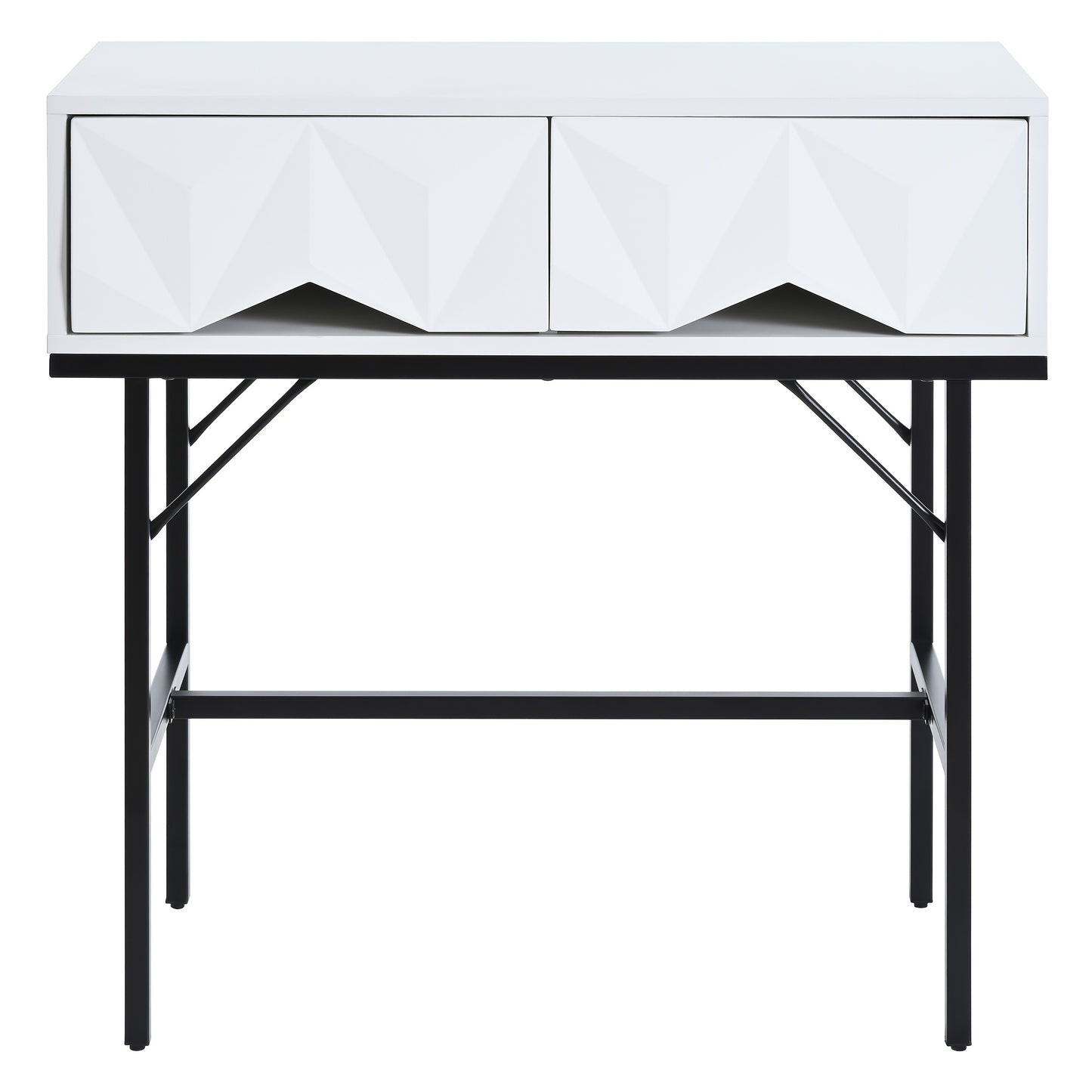Moderne Sidetable – Haltafel – Wandtafel – Opbergtafel – Console Tafel – Geometrisch 3D Ladesysteem – Wit Met Zwarte Poten