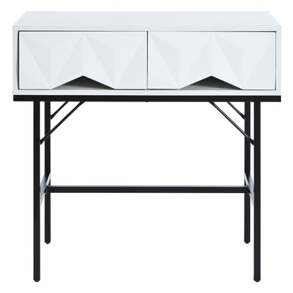 Moderne Sidetable – Haltafel – Wandtafel – Opbergtafel – Console Tafel – Geometrisch 3D Ladesysteem – Wit Met Zwarte Poten