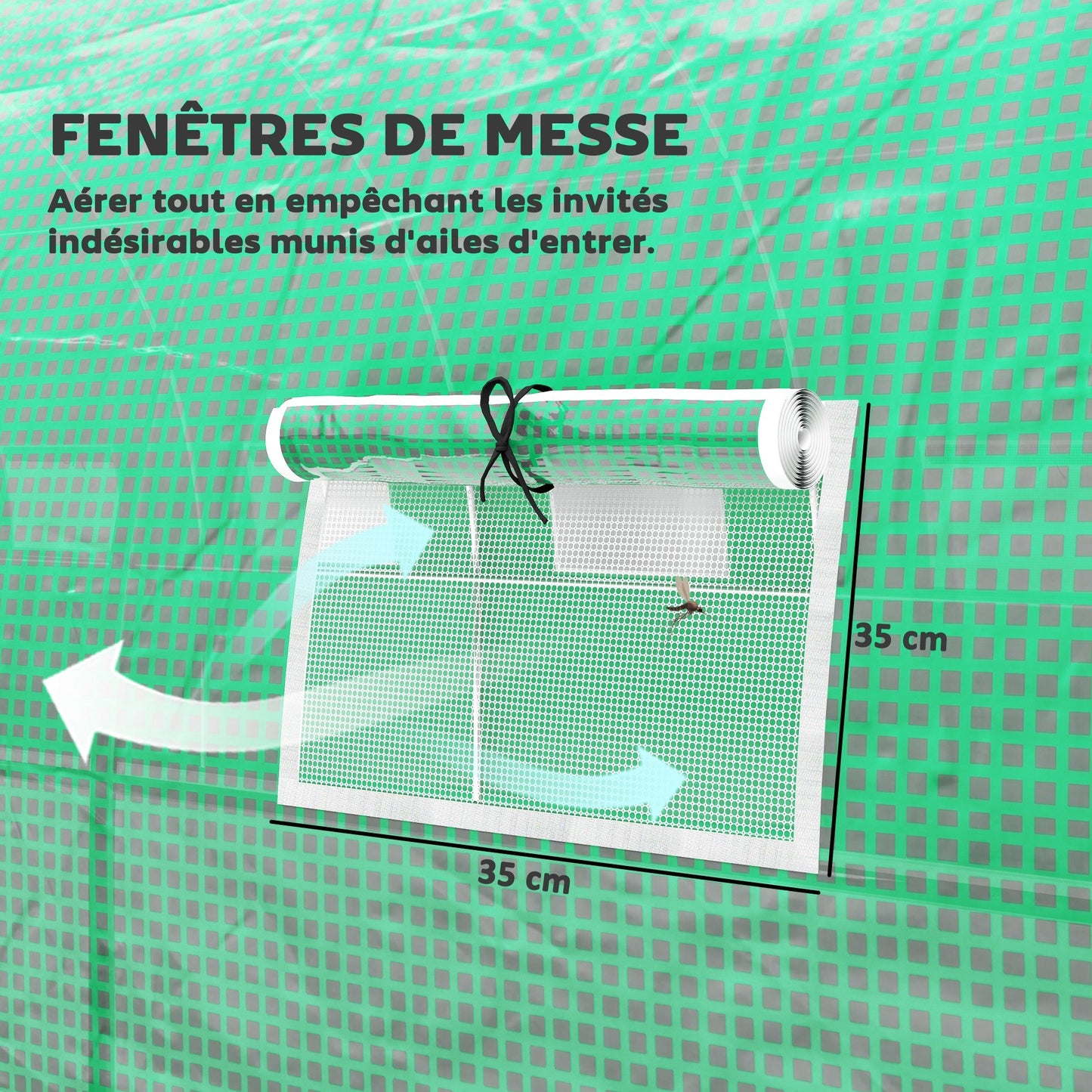 Tuinkas – Tuinserre – Kas – Groentetunnel – Tuinkas Tunnel Groen – 24 m² – 16 Ramen Met Muskietennet – Gegalvaniseerd Stalen Frame – PE Zeildoek Met UV-Bescherming