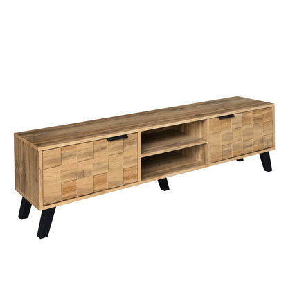 TV-Meubel – Tv-Kast – Mediameubel – Dressoir – Houten Meubel – Natuurlijk Hout – 160 cm Breed – 2 Deuren & 2 Open Vakken