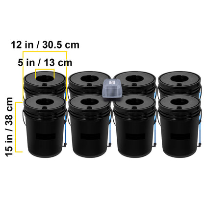 Hydroponicsysteem – Hydrocultuursysteem – Kweekset – Plantenbak – DWC Grow Kit – 20 Liter Capaciteit – Krachtige 8W Luchtpomp