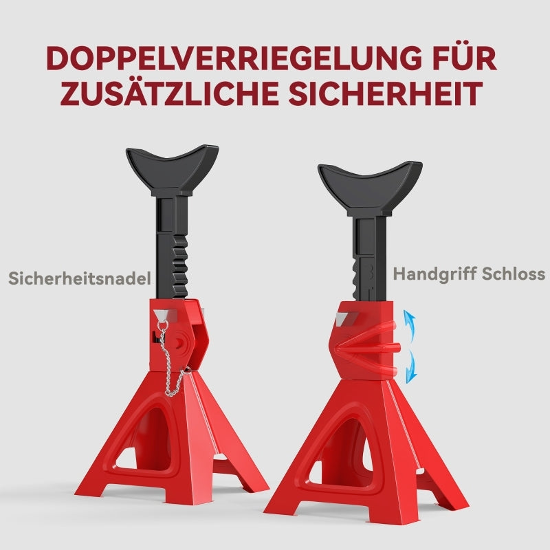 Autokrik – Kriksteunen – Assteunen – Garagekrik – Potkrik – Verstelbaar 29-41,8 cm – Draagvermogen 3 Ton – Robuuste Stalen Constructie