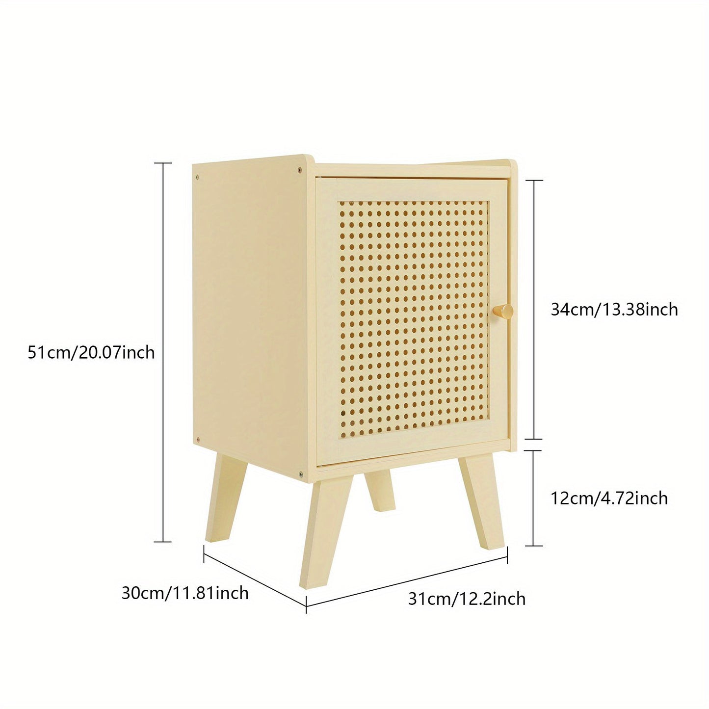 Nachtkastje – Bedside Table – Bijzettafel – Opbergmeubel – Nachtmeubel – Modern Minimalistisch Design – Compact Formaat – Duurzaam Bamboe & Krasbestendig – Romig Beige