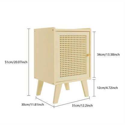 Nachtkastje – Bedside Table – Bijzettafel – Opbergmeubel – Nachtmeubel – Modern Minimalistisch Design – Compact Formaat – Duurzaam Bamboe & Krasbestendig – Romig Beige