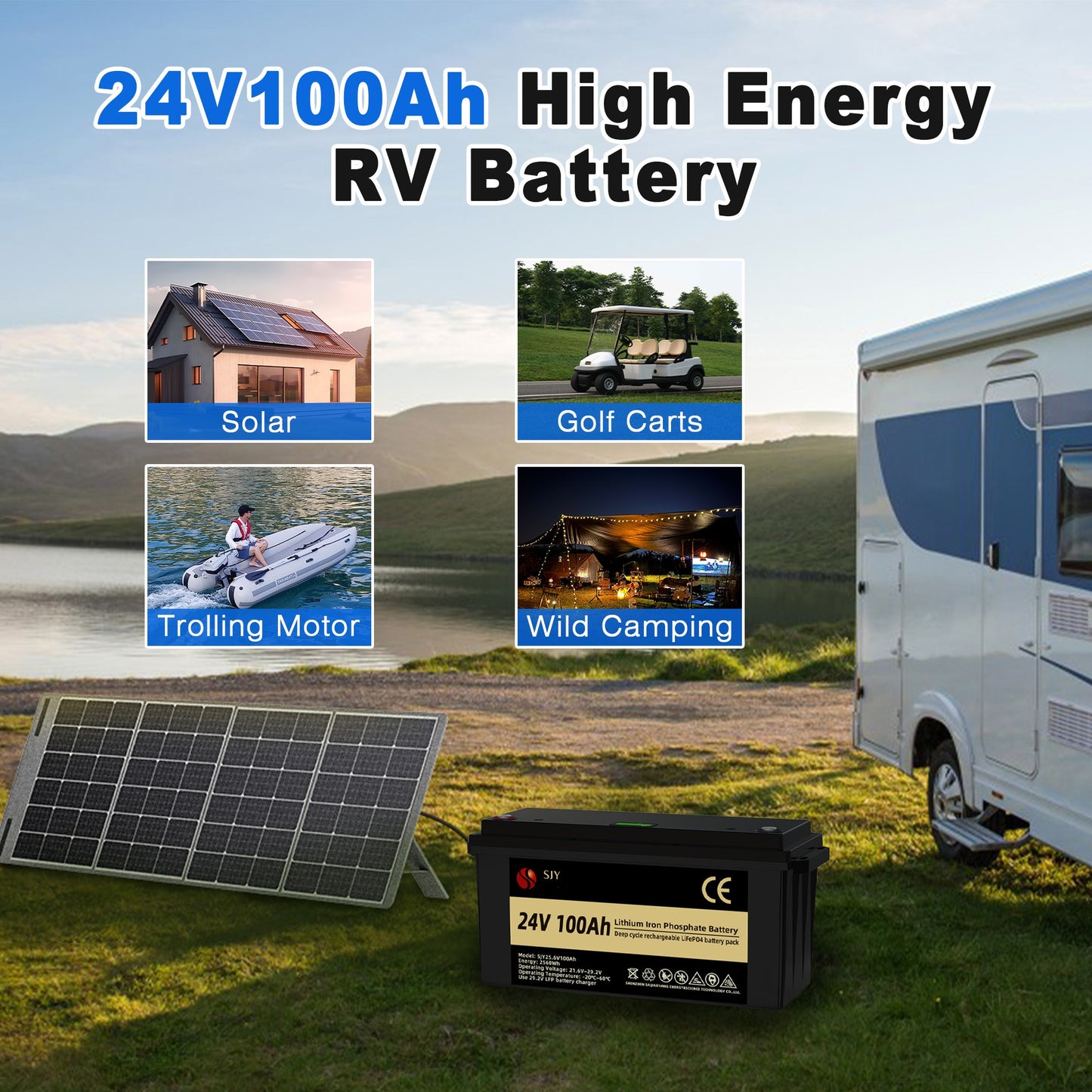 24V 100Ah LiFePO4 Accu – Lithium Batterij – Energieopslag – Off-Grid Accu – Campingaccu – 4000+ Cycli – Ingebouwd 100A BMS Met LCD-scherm