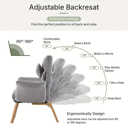 Ligstoel – Relaxstoel – Tuinstoel – Loungestoel – Verstelbare Rugleuning 6 Posities – Inclusief Voetenbank 47x47 cm