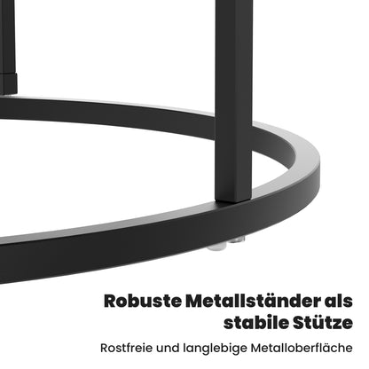 2-Delige Salontafel Set – Woonkamer Tafel – Balkon Tafeltje – Opbergtafel – Marmeren Salontafel – Wit Hoogglans – Goud Metalen Frame – Uitbreidbaar & Veelzijdig