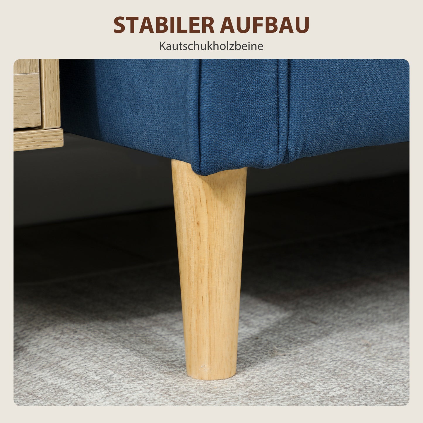 2-Zits Bank – Tweezitsbank – Loveseat – Zithoekbank – Bankje – Compact Blauw – Opbergruimte Onder Zitting – Stevig Rubberwood Frame