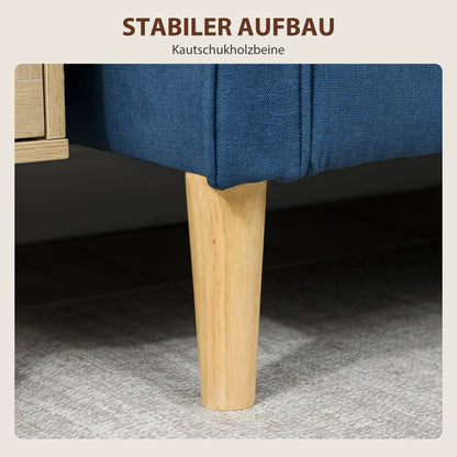 2-Zits Bank – Tweezitsbank – Loveseat – Zithoekbank – Bankje – Compact Blauw – Opbergruimte Onder Zitting – Stevig Rubberwood Frame
