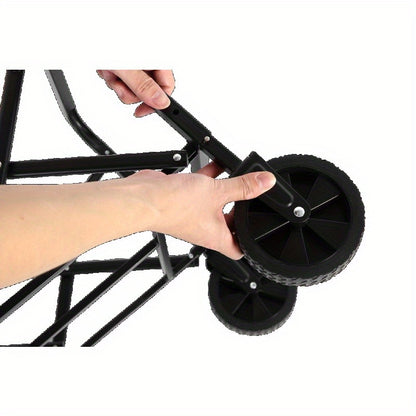 Opvouwbare Bolderkar – Vouwkar – Strandkar – Trolley – Transportkar – Stevig Zwart Frame – Groen Ademend Gaas
